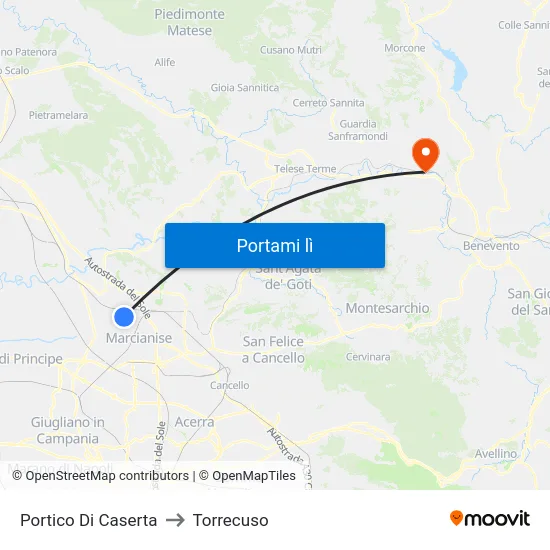 Portico Di Caserta to Torrecuso map