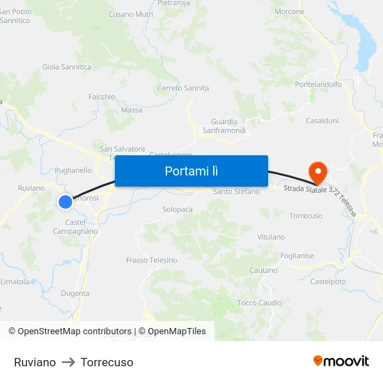 Ruviano to Torrecuso map