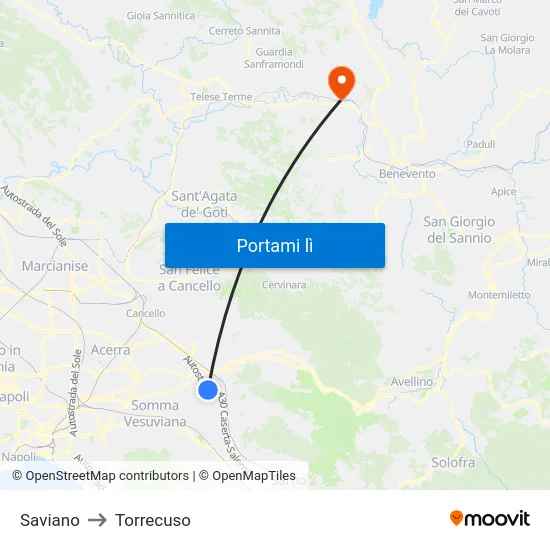 Saviano to Torrecuso map