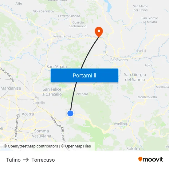 Tufino to Torrecuso map