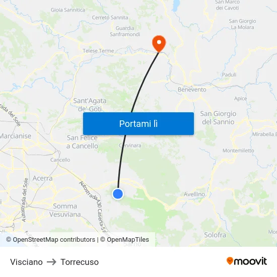 Visciano to Torrecuso map