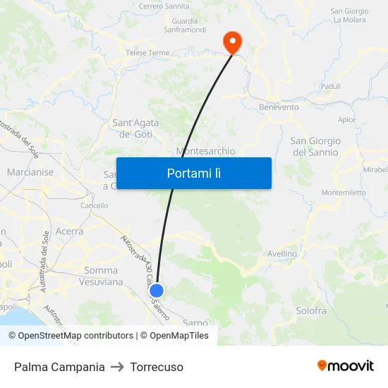 Palma Campania to Torrecuso map