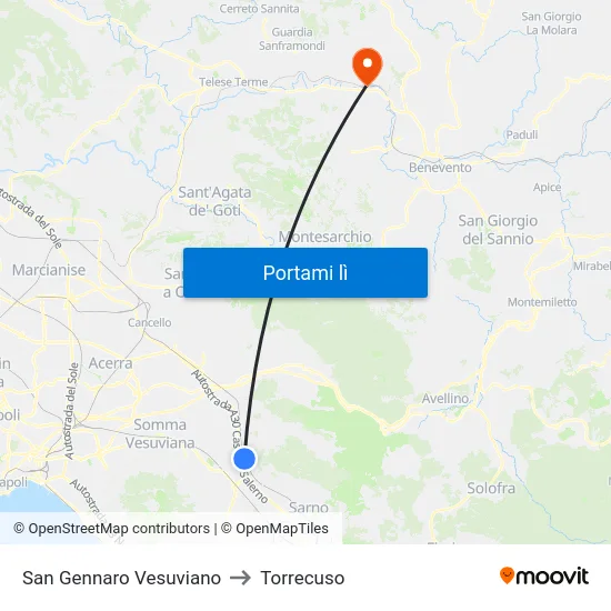 San Gennaro Vesuviano to Torrecuso map
