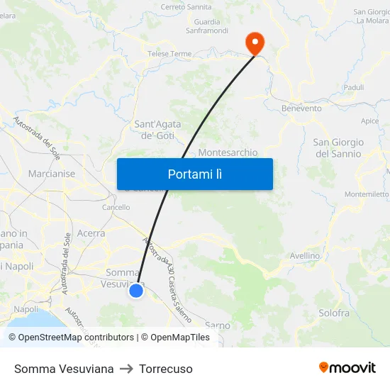 Somma Vesuviana to Torrecuso map