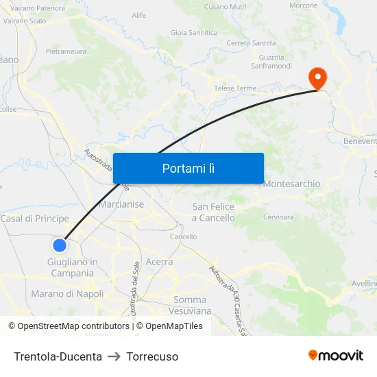 Trentola-Ducenta to Torrecuso map