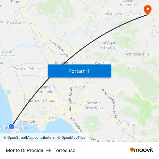 Monte Di Procida to Torrecuso map