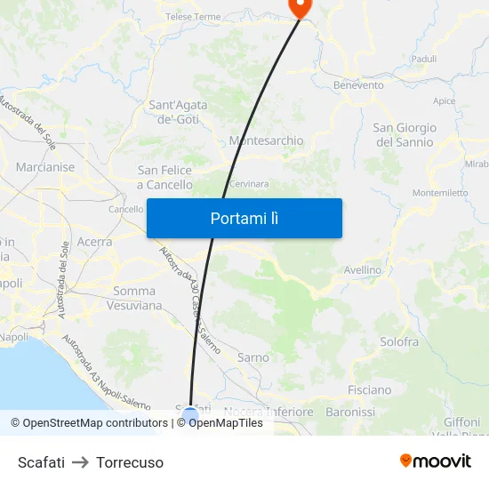 Scafati to Torrecuso map