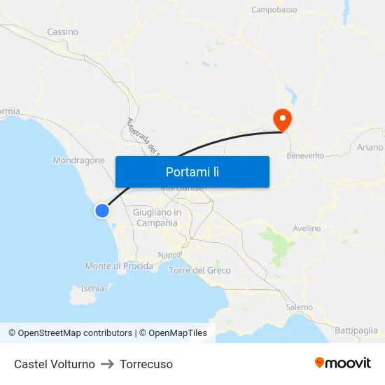 Castel Volturno to Torrecuso map