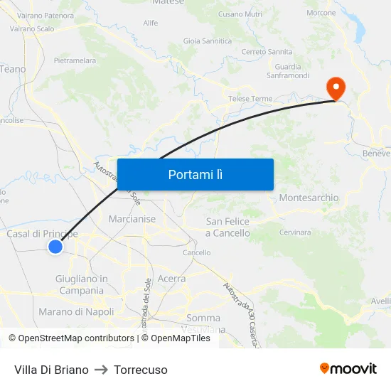 Villa Di Briano to Torrecuso map