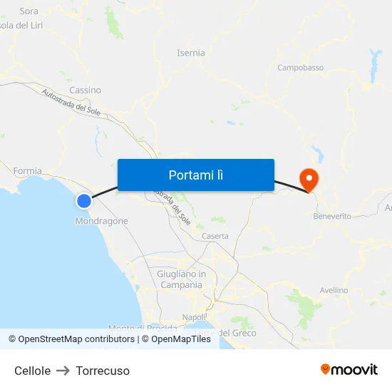 Cellole to Torrecuso map