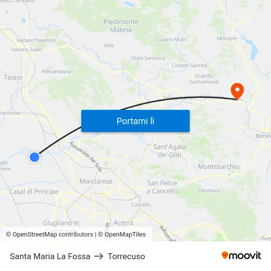 Santa Maria La Fossa to Torrecuso map