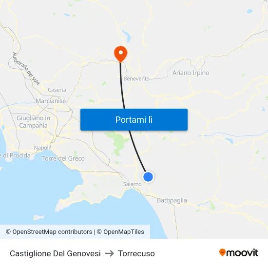Castiglione Del Genovesi to Torrecuso map