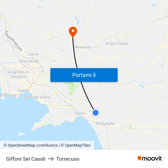 Giffoni Sei Casali to Torrecuso map