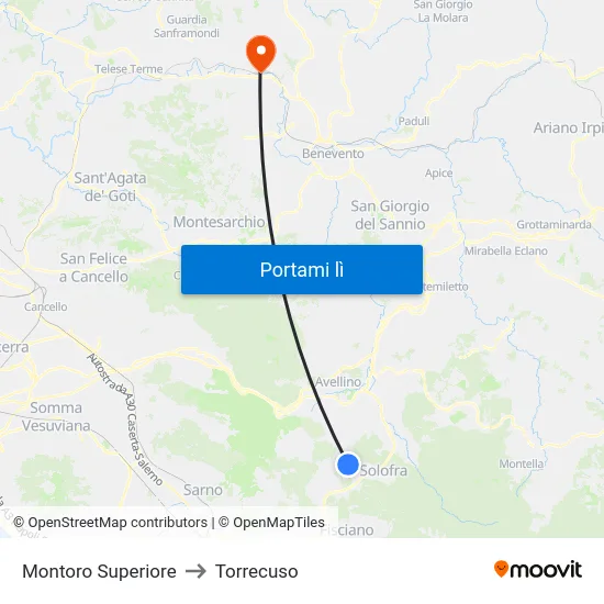 Montoro Superiore to Torrecuso map