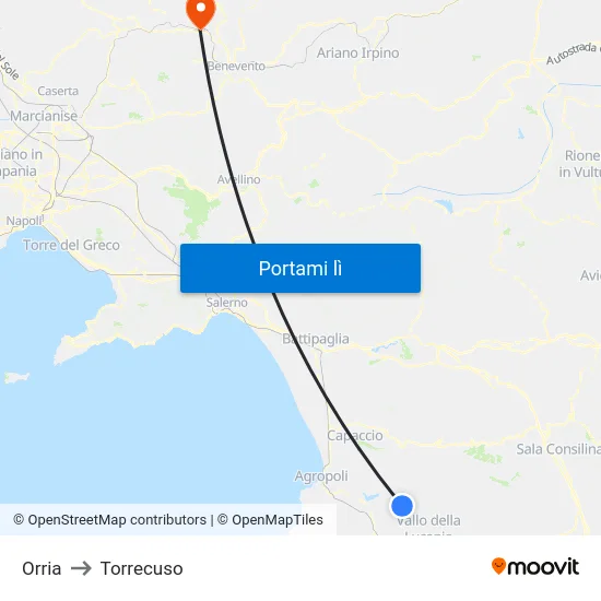 Orria to Torrecuso map