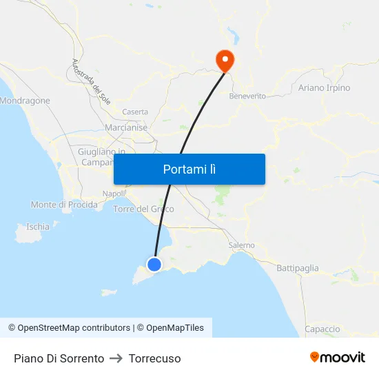 Piano Di Sorrento to Torrecuso map