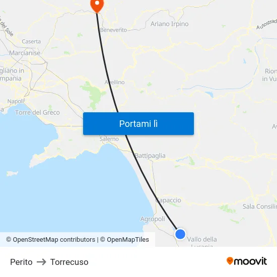 Perito to Torrecuso map