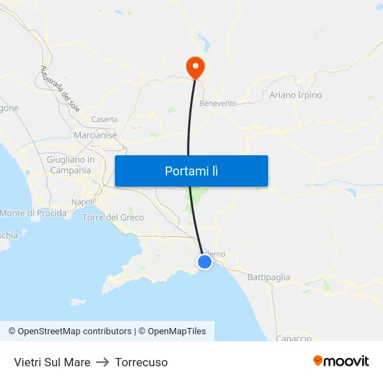 Vietri Sul Mare to Torrecuso map