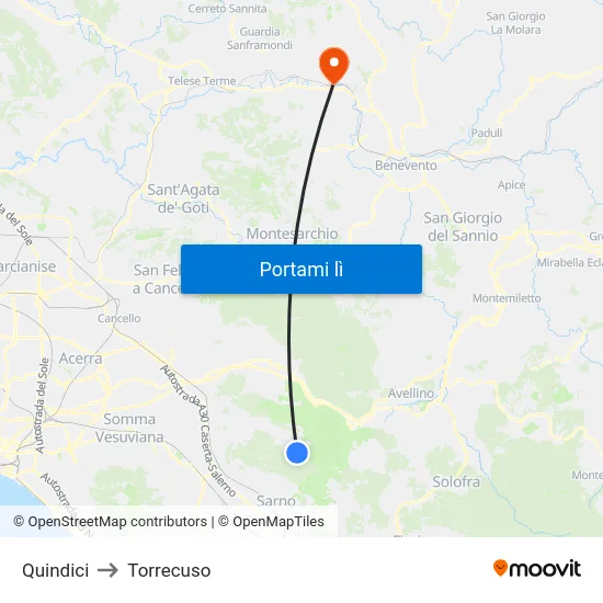 Quindici to Torrecuso map