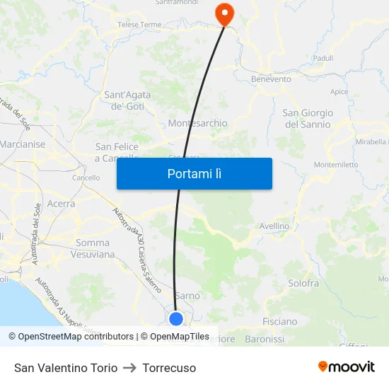 San Valentino Torio to Torrecuso map