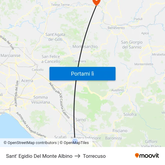 Sant' Egidio Del Monte Albino to Torrecuso map