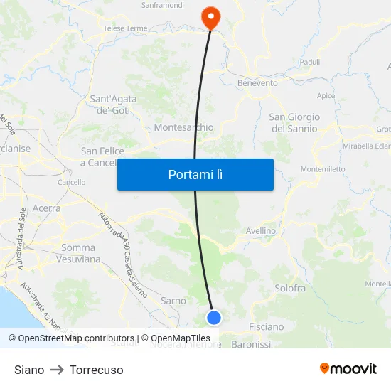 Siano to Torrecuso map