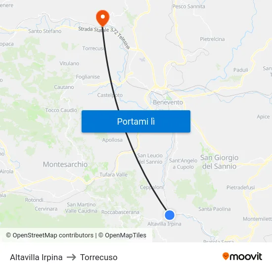 Altavilla Irpina to Torrecuso map
