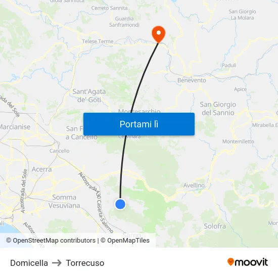 Domicella to Torrecuso map