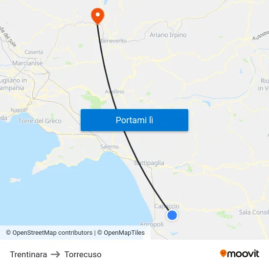Trentinara to Torrecuso map