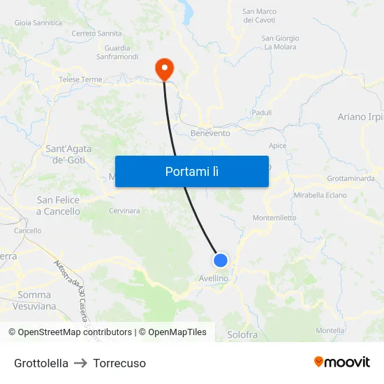 Grottolella to Torrecuso map