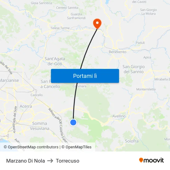 Marzano Di Nola to Torrecuso map