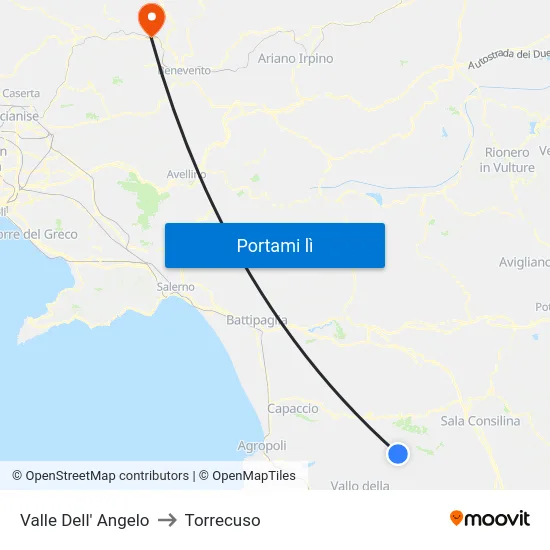 Valle Dell' Angelo to Torrecuso map