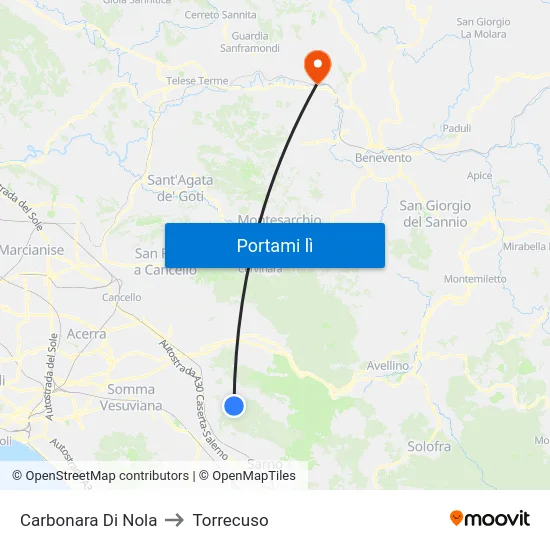 Carbonara Di Nola to Torrecuso map