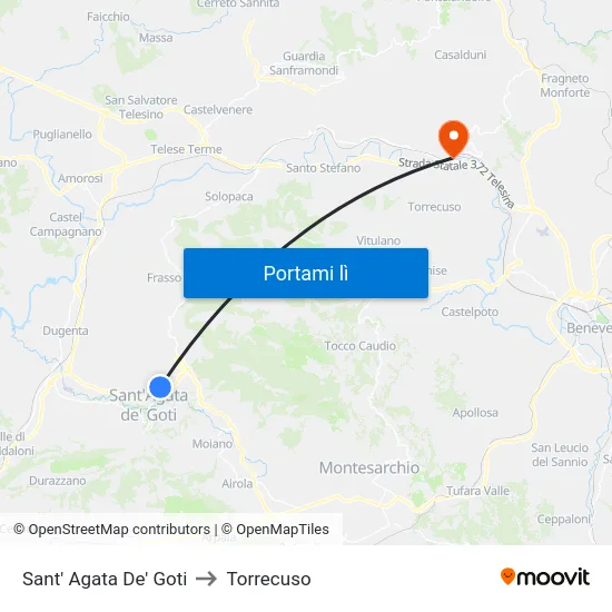 Sant' Agata De' Goti to Torrecuso map