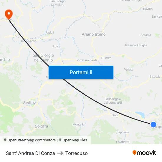 Sant' Andrea Di Conza to Torrecuso map