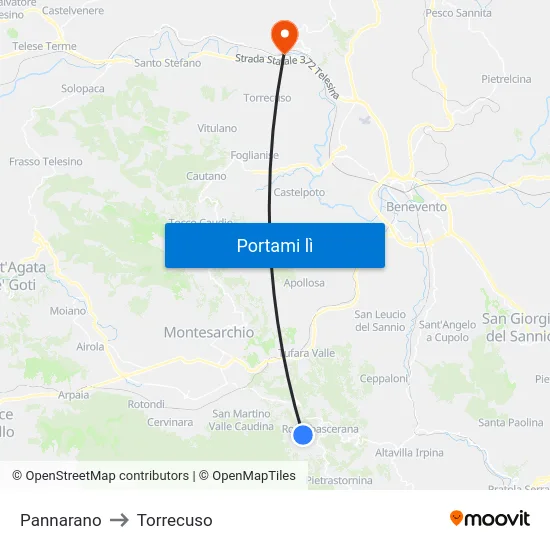 Pannarano to Torrecuso map