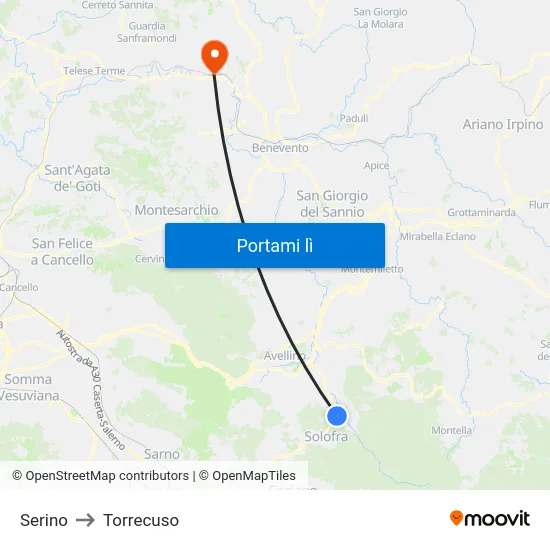 Serino to Torrecuso map