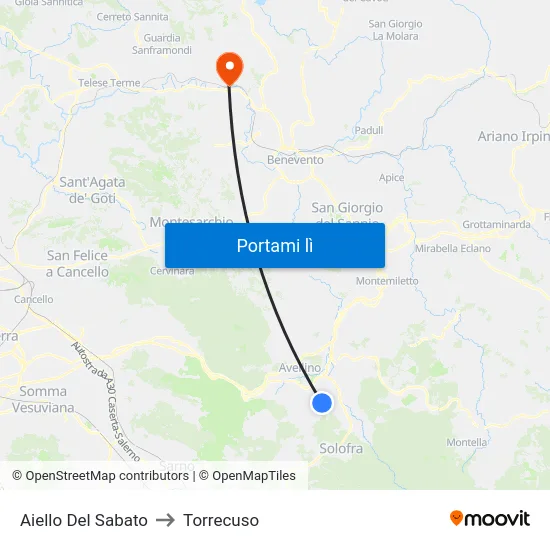 Aiello Del Sabato to Torrecuso map