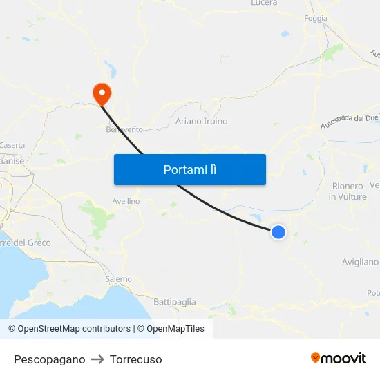 Pescopagano to Torrecuso map