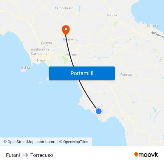 Futani to Torrecuso map