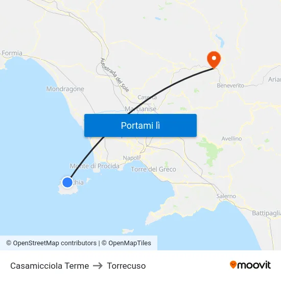 Casamicciola Terme to Torrecuso map