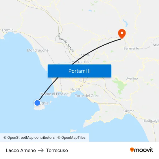 Lacco Ameno to Torrecuso map