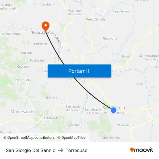 San Giorgio Del Sannio to Torrecuso map