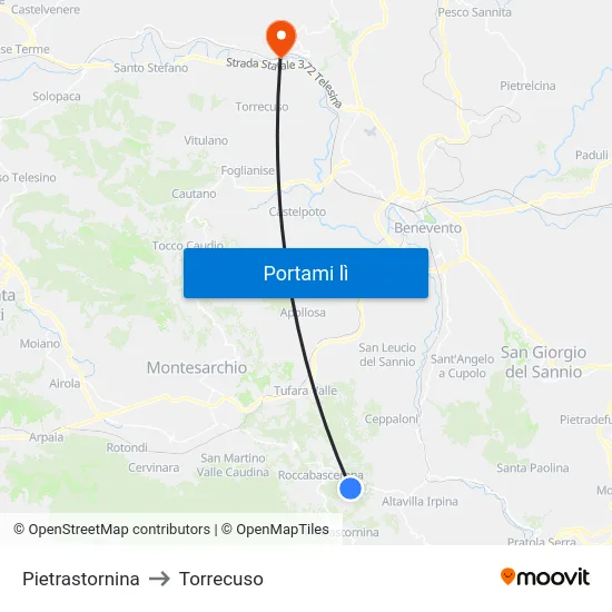 Pietrastornina to Torrecuso map