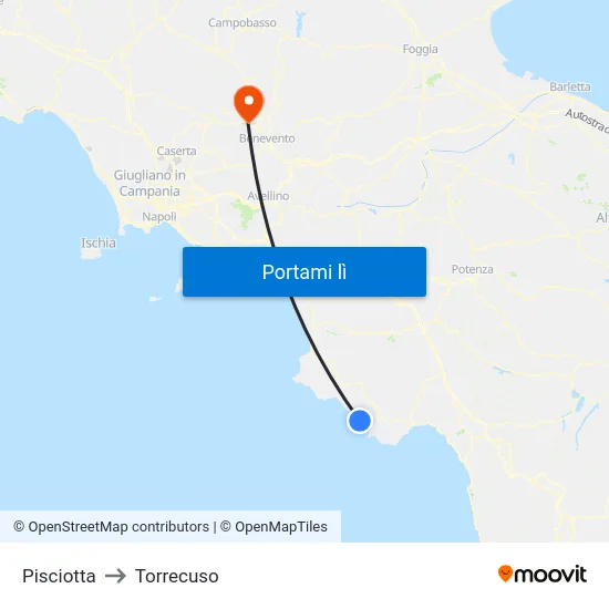 Pisciotta to Torrecuso map