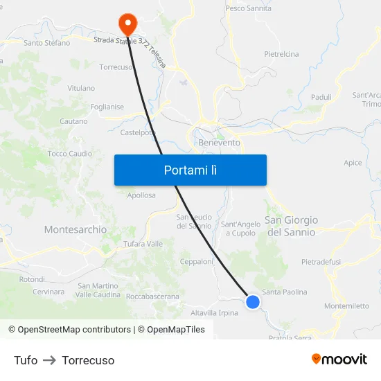 Tufo to Torrecuso map