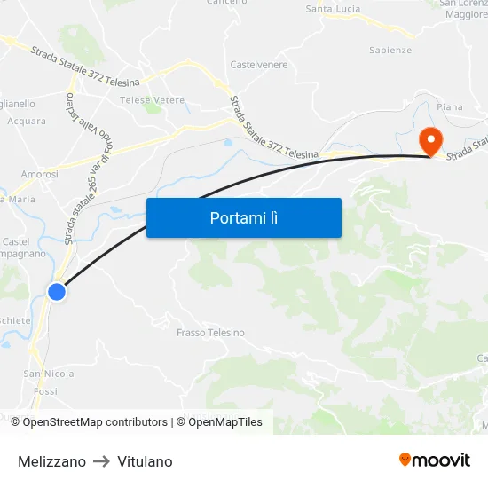 Melizzano to Vitulano map