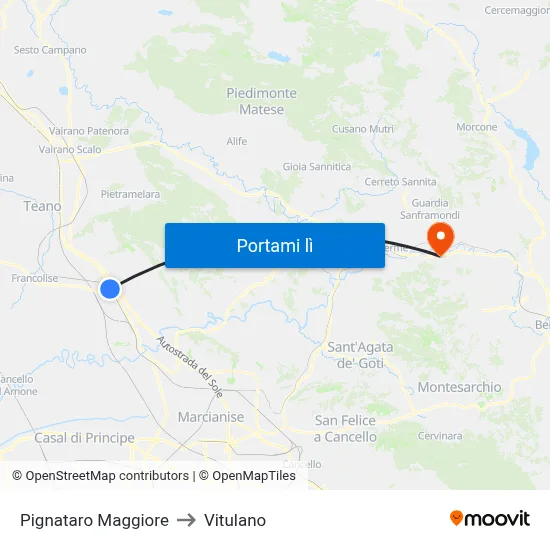 Pignataro Maggiore to Vitulano map