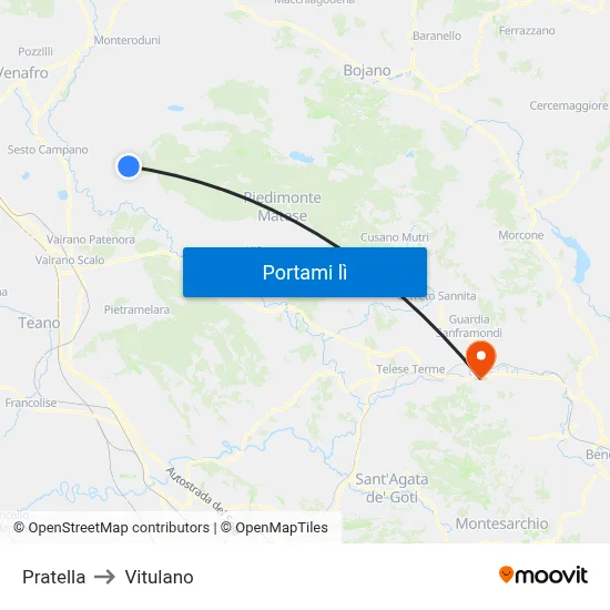 Pratella to Vitulano map