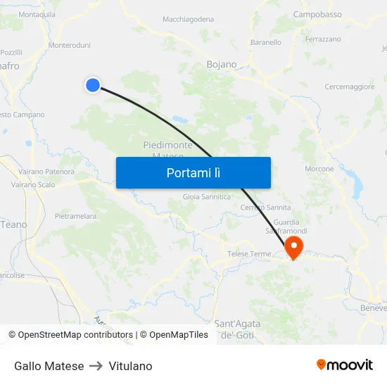 Gallo Matese to Vitulano map